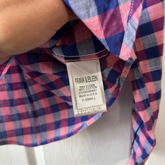 Frank Eileen XSmall Pink Check Plaid Flannel Barry Button Down Shirt Long Sleeve - Picture 4 of 4